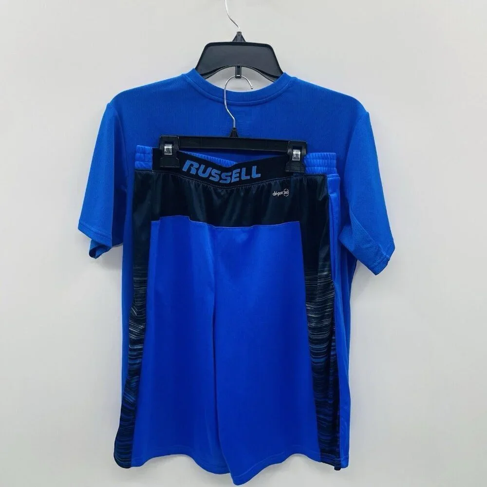 Russell Athletic Youth Boys XXL‎ 18 2 Piece Dri-Power Shirt & Shorts Set in Blue